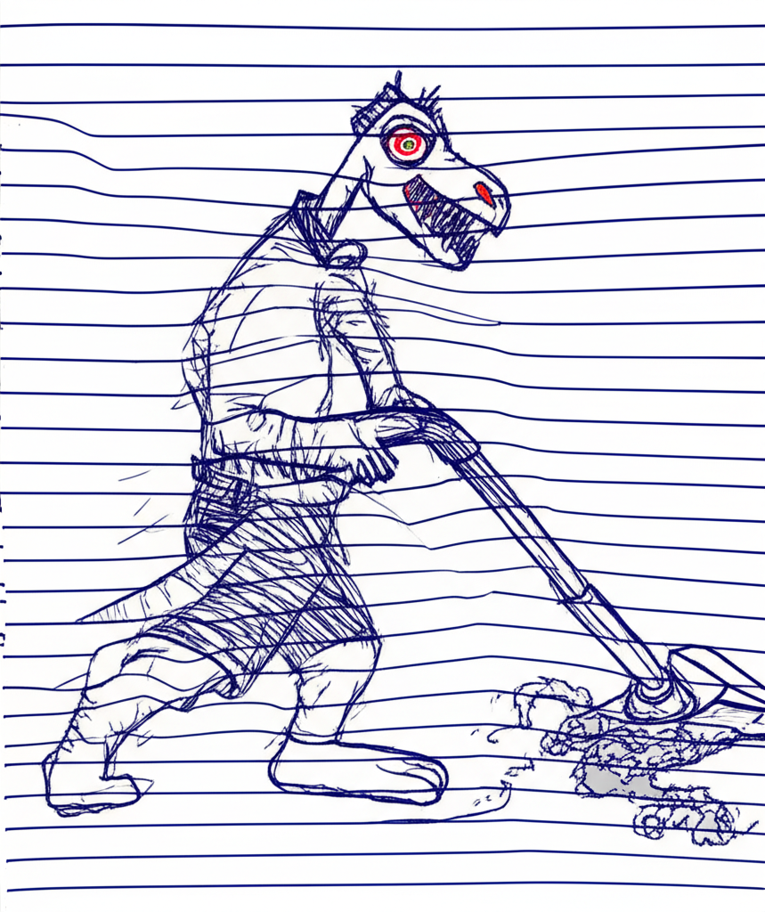 Doing the dust gobble.